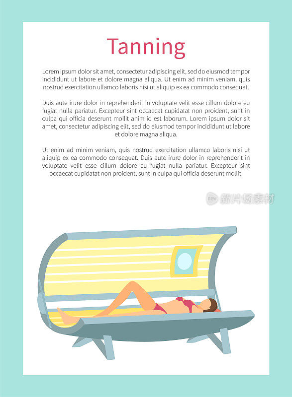 Tanning Poster with Woman Lying in Indoor Tan Case